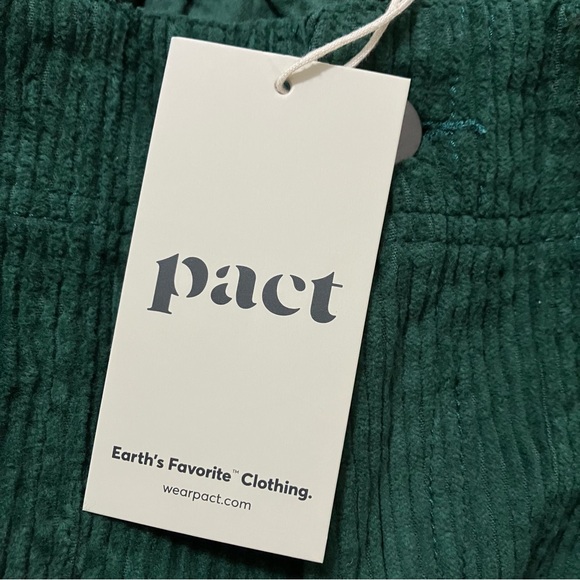 NWT Pact Wide Wale Corduroy Straight Leg Pants Organic Cotton Dark Green size XS - Picture 15 of 16